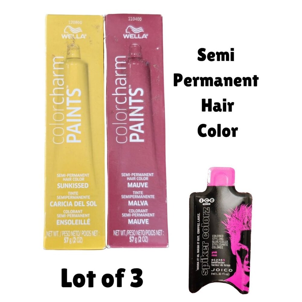 Wella Color Charm Paints Semi-Permanent Hair Color Sunkissed & Mauve Lot Of 3